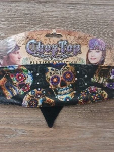 Sugar Skull Rhinestones Chop Top Biker Bandanna Head Wrap Sweatband Headband - Picture 1 of 2