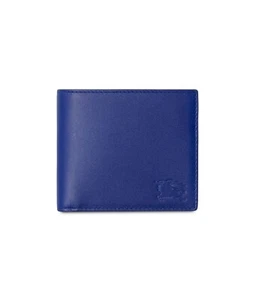 BURBERRY blue equestrian knight logo debossed bifold leather wallet Daniel Lee - Picture 1 of 13