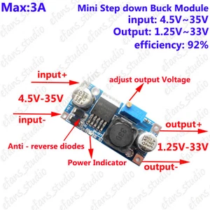 3A DC-DC Buck Step Down Adjustable Converter Regulator 5V~32V to 6V 9V 12V 24V - Picture 1 of 3