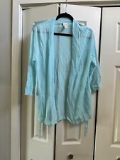 Chico's Cardigan Sweater Sheer Open Front Lightweight 3/4 Sleeves - Size 2