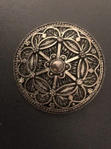 Vintage Palestine Sterling Silver Round Large Pin Brooch - Picture 1 of 7