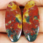 natural BLOODSTONE pair oval cabochon loose gemstone 19.25 Cts. (11 x 28 x 3 mm)