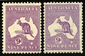 9d Roo Acsc 29A/C~SG133 WITH TWO LISTED SHADES VIOLET AND PURPLE CA WMK MUH. - Picture 1 of 2