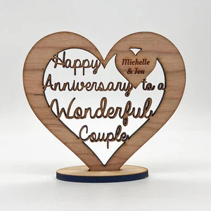Happy Anniversary Wonderful Couple Ornament Personalised Keepsake Engraved Gift - Picture 1 of 3