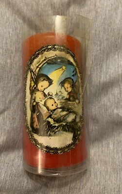 Винтажная Красная Молитвенная Свеча Преданности, Религиозное Рождество, Сделано в Германии 4"H - Изображение 1 из 4