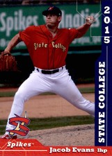 2015 State College Spikes Grandstand 9 Jacob Evans Broken Arrow Oklahoma OK Card