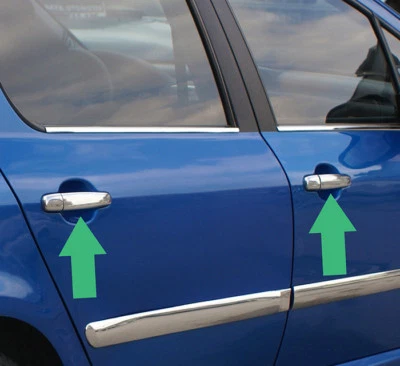 Chrome Door Handle Trim Set Covers To Fit Peugeot 307 4dr (2001-08) - Image 1 of 4