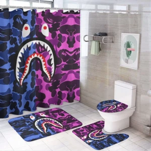 Shower Curtain SetNon-Slip Rug, Toilet Cover Cover Silhouette Mats, Bathroom set - Picture 1 of 1
