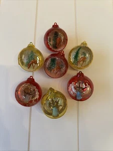 Jewel Brite Diorama Mirror Christmas Ornaments. Seven Total. - Picture 1 of 8