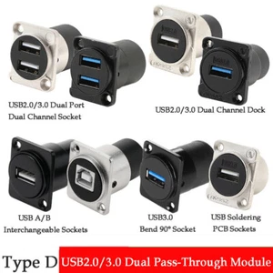 Panel Mount D Type Usb 3.0/2.0 Female-Female Connector Gold-plating Jack Socket - Picture 1 of 41