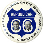 2000 Bush Cheney AMERICA on the RIGHT ROAD Jugate Button (3760)