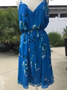 NWT Nine Britton Blue Polyester Flowered strap belted dress  XXL - Picture 1 of 14