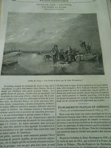 Une pêche en hiver d'après Wickenberg 1839 Gravure Print Article - Picture 1 of 1