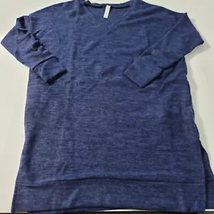 Zenana Outfitters V-neck Long-Sleeve Blue Midi Dress Large NWT - Picture 1 of 5