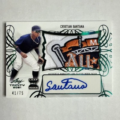 2021 Leaf Trinity Green Cristian Santana ROOKIE Patch Auto 41/75 T1 - Image 1 of 2