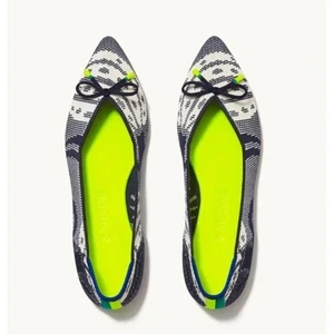 Rothys 9 The Point Ballerinas botanisch blau & weiß Schleife Komfort - Bild 1 von 12