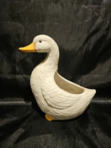Weiße Ente/Gans Übertopf Keramik Biskuit, 6" hoch, Landhaus Charme - Bild 1 von 6