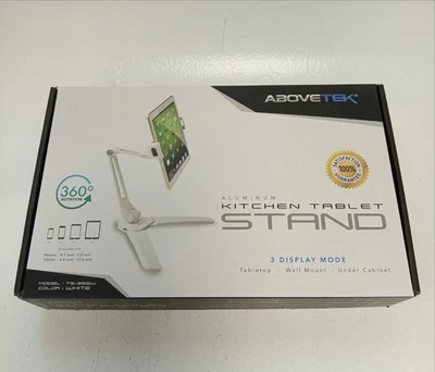 AboveTEK Aluminum Kitchen Tablet Stand Mount 3-in-1 Display Modes White New  - Image 1 of 4
