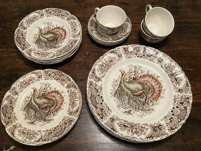 Johnson Brothers WILD TURKEYS Native American Windsor Ware 19 piece / Set for 4 - Image 1 of 4