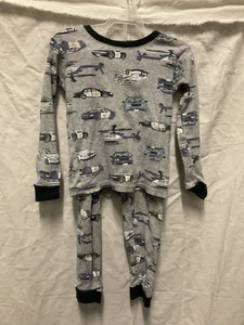 Boys Cotton Long Sleeve Pj Pajama Set Cars Helicopter - Picture 1 of 2