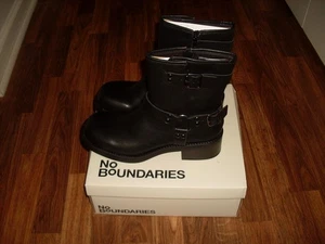WOMENS NO BOUNDARIES NOBO BUCKLE MOTO BLOCK HEEL BOOT BLACK SIZE 11 NWT - Picture 1 of 6