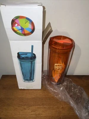 Vaso frío y caliente con logotipo Geo UPS 16 OZ doble pared acrílico naranja ¡NUEVO EN CAJA! Foto 1 de 4