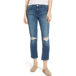 Current Elliott High Waist Straight Jeans Joey Dark Destroy Size: 27 - Picture 1 of 12