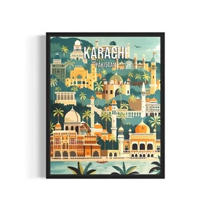 Karachi Pakistan Poster Art Print Wall Art Painting Artwork Decor Asia Vintage - Picture 1 of 6