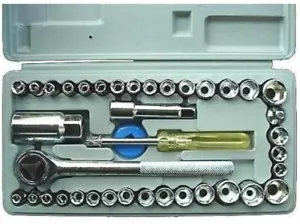 KIT SET CHIAVI BUSSOLA CON CRICCHETTO 40 PEZZI GIRAVITE VALIGETTA IN PLASTICA - Foto 1 di 1