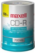Maxell 648200 CD-R 700 100PC Recordable Discs 48X 700MB 80 Min Spindle 100 Pk [N