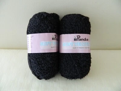 Yarn Panda SOFT VELVET Wool Nylon 8ply Black Lot 2 Yarns Made In Australia - image 1 of 4