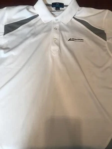 ADRIAN COLLEGE Golfshirt von VANSPORT weiß Herren großes gesticktes Logo  - Bild 1 von 5