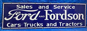 Ford And Fordson Porcelain Enamel Sign 24 X 80 Inches in 2 Parts - Picture 1 of 6