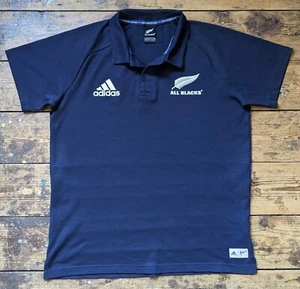 adidas New Zealand All Blacks training rugby Parley polo shirt jersey top L 2019 - Picture 1 of 5