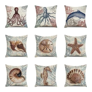 Octopus Throw Pillow Covers Ocean Animal Whale Sea Shell Starfish Cushion Case - Picture 1 of 14