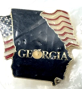 Georgia Peach with USA Flag in Background Pin Lapel Pinback - Picture 1 of 5