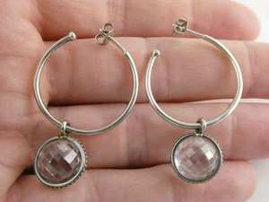 Pandora ALE Sterling Silber Facettierter Quarz und Kristall Halo Creolen 10g - Bild 1 von 19