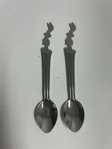 Menge 2 Nestle Quik Hase Kaninchen Edelstahl Löffel 7,5" Schnell NesQuik Vintage - Bild 1 von 6