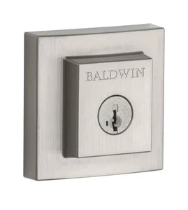 Baldwin Prestige Spyglass Matte Black Square Single Cylinder Deadbolt w/SmartKey - Picture 1 of 2