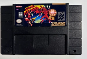 Super Metroid (Super Nintendo SNES) - Custom Black Shell & Label, Authentic PCP - Picture 1 of 5