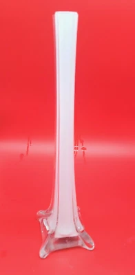 Стеклянная Эйфелева башня цветочная ваза центральный элемент прозрачная и белая высокая башня 12 дюймов - Изображение 1 из 4