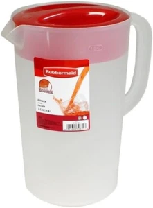 Rubbermaid Pitcher Classic 1 Gallon Clear Base, Red Lid - Picture 1 of 7