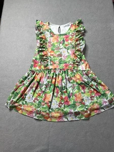 Mayoral Girls Dress Size 6 Green Floral Flowers Fruit Mesh Overlay Lined Spain - Picture 1 of 6