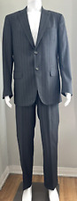 Isaia $5750 Men's Gray Blue Pinstripe Super Wool Suit SZ 52 (42US)