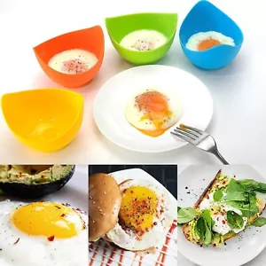Poached Egg Cooker with Ring Holder, Silicone Cup with Extra Oil Brush, 4-Pack - Picture 1 of 7