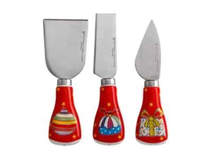 Maxwell & Williams Donna Sharam Wonderland Cheese Knife Set 3pc Red Gift Boxed - Picture 1 of 2
