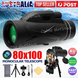 80X100 HD Binoculars Telescope Night Vision Starscope Phone Camera Zoom &Tripod - Picture 1 of 10