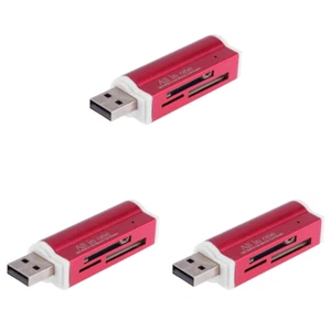USB2.0 4 in 1 Multi Memory Card Reader for SD/SDHC/Mini SD/MMC/TF (Red) - Afbeelding 1 van 6