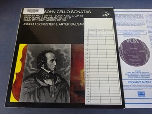MENDELSSOHN - CELLO SONATAS 1 & 2 etc LP, Schuster, Artur Balsam, VOX STGBY 605 - Picture 1 of 4