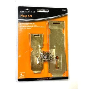 2Pcs Brass Plated Gate Lock Hasp, Packlock Clasp Hasp Lock 5-1/2" & 3-1/2 BN-2HS - Picture 1 of 1